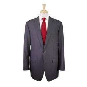 Andrew Lock Custom Tailored Solid Gray 2-Btn Super 130's Wool Suit 48L